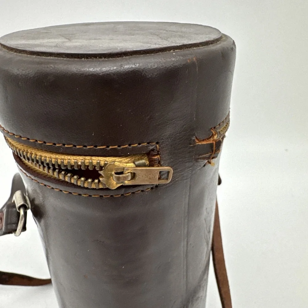 Unbranded Brown Leather Hard Lens Case 3.5 X 7